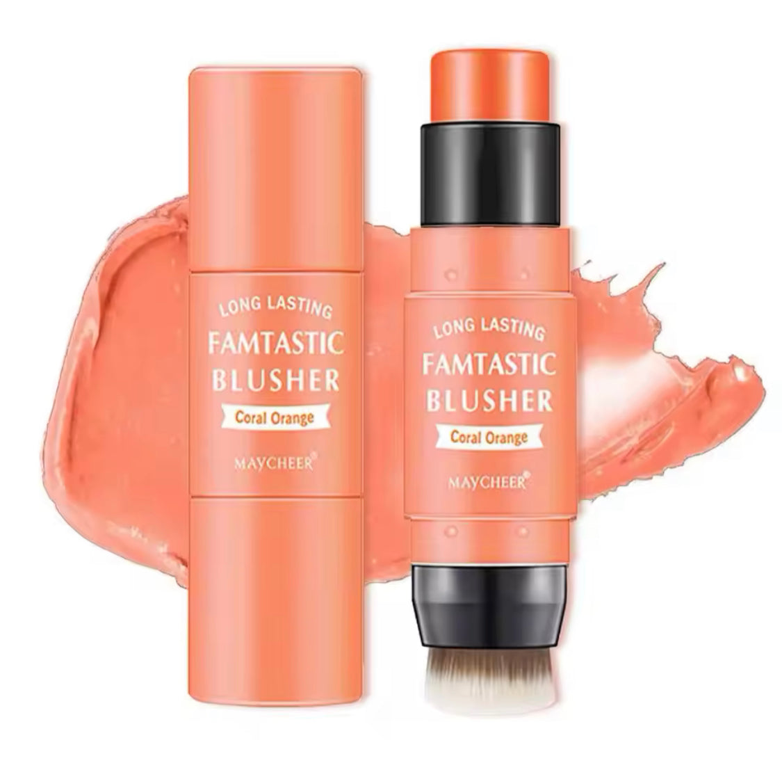 Double Ended Blush Stick With Brush, Waterproof Facial Makeup, Face Moisturizing Brighten Blusher Double Ended Blush Stick With Brush, Waterproof Facial Makeup, Face Moisturizing Brighten Blusher